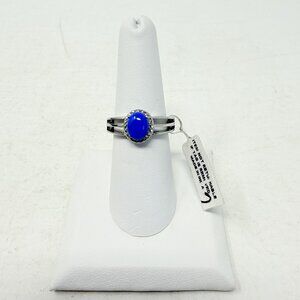 Shop LC Blue Ceruleite Solitaire Split Size 7 Ring in Stainless Steel 5435